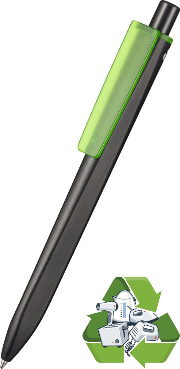 99800_ridge_recycled_schwarz_ritter-pen_recycling-kugeslchreiber_Clip_gruen_transparent Ritter Pen Kugelschreiber RIDGE RECYCLED 99800 schwarz-grün transparent