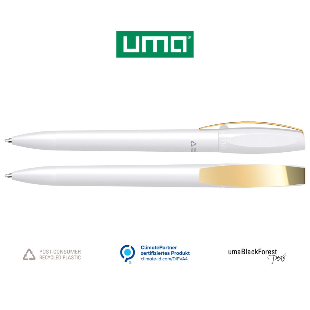 UMA Recycling Kugelschreiber CHILL C RECY 1-0043 Weiß - Gold Glanz
