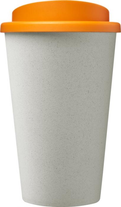 Recycling Isolierbecher als Doppelwandiger Coffee to go Becher - weiss-orange