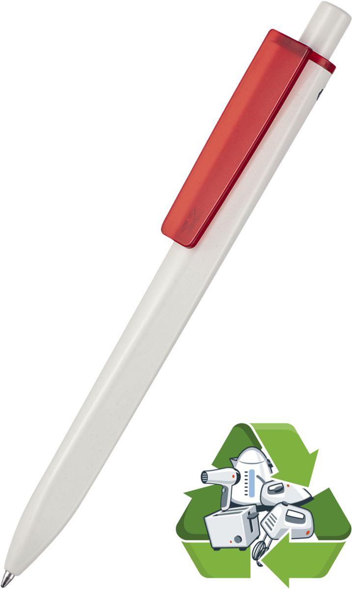 99802_ridge_recycled_soft_ritter_pen_kugelschreiber_1425-3665 Ritter Pen Kugelschreiber Ridge Recycled Soft 99802 grau + rot transparent 3665