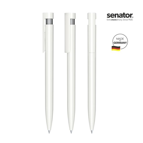 SENATOR antibakterieller Kugelschreiber LIBERTY Polished Basic Antibac 3407 Weiß - Cool Gray9