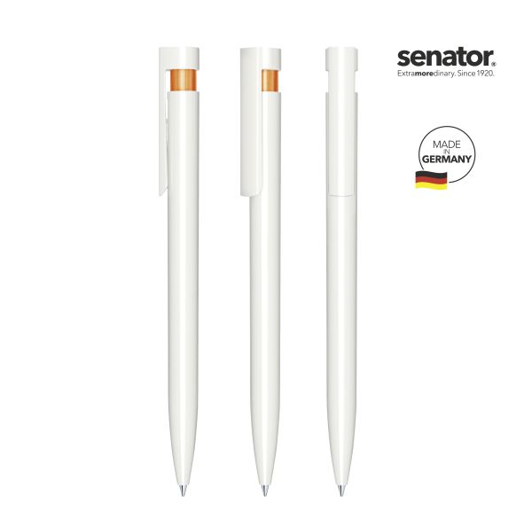 SENATOR antibakterieller Kugelschreiber LIBERTY Polished Basic Antibac 3407 Weiß - Orange 151