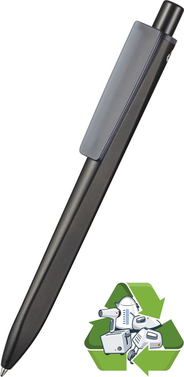 99800_ridge_recycled_schwarz_ritter-pen_recycling-kugeslchreiber_Clip_grau_transparent Ritter Pen Kugelschreiber RIDGE RECYCLED 99800 schwarz-grau transparent