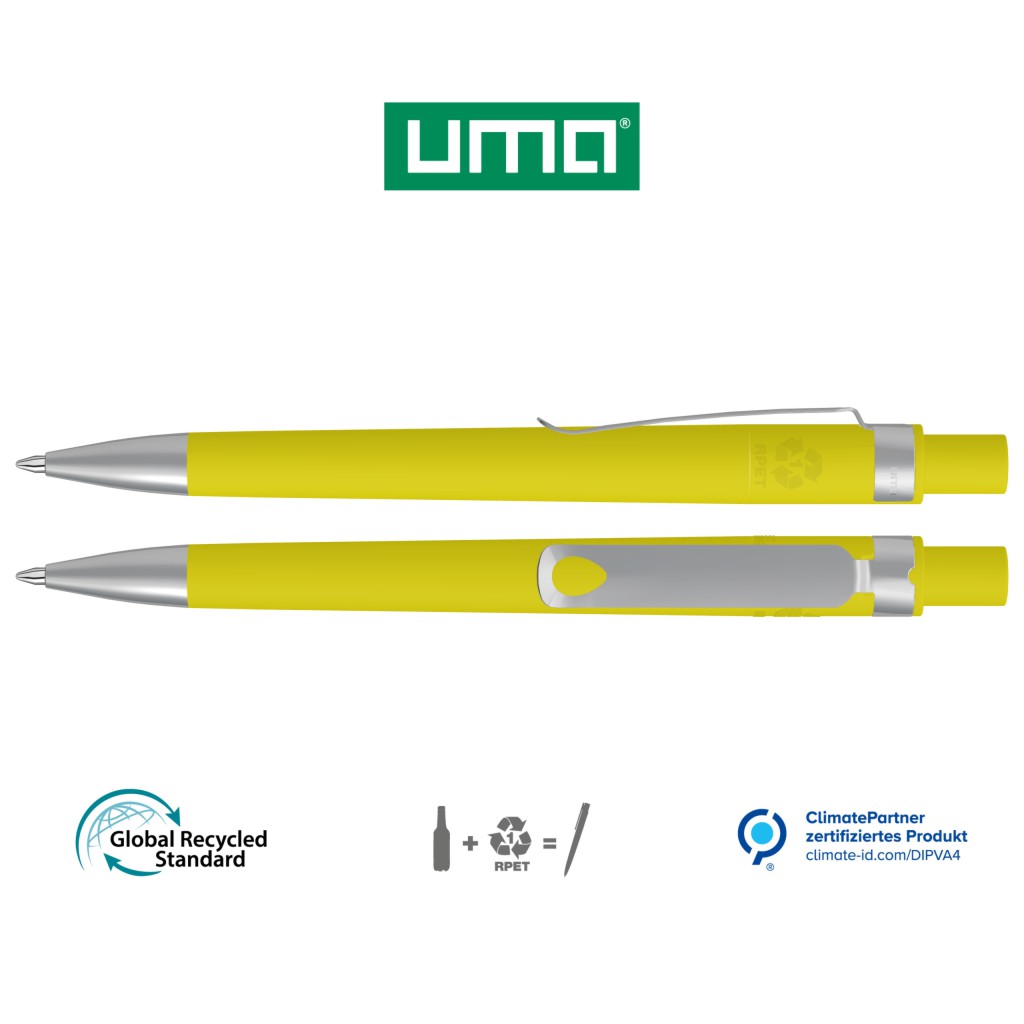 UMA Kugelschreiber RECYCLED PET PEN CORE SI GUM 0-2350 gelb