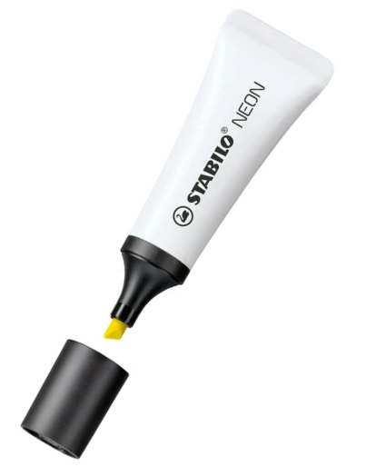 STABILO NEON Textmarker Weiß mit gelber Tinte